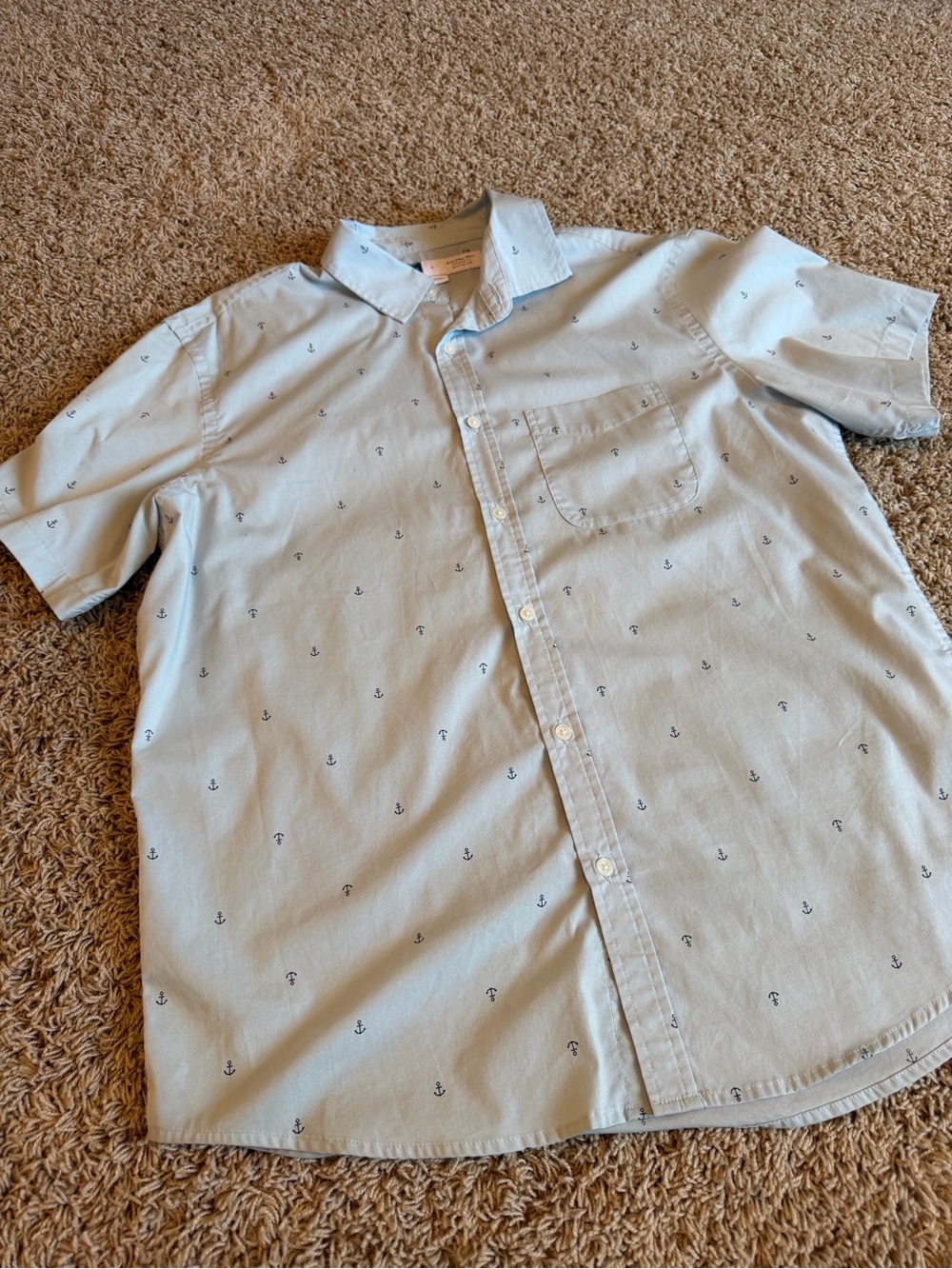 Men’s Short Sleeve Nautical Button Down Sz L